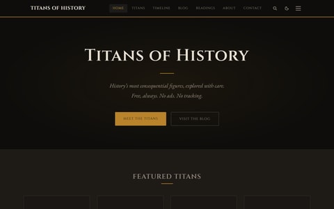 Titans of History home page screenshot