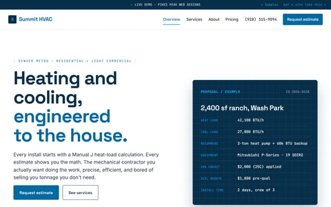 Summit HVAC demo home page screenshot